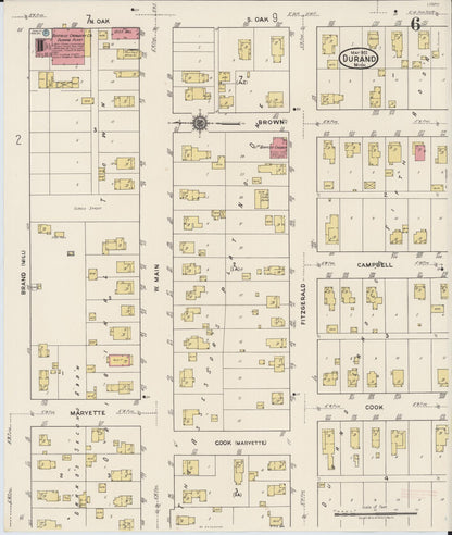 Sanborn Fire Insurance Map from Durand, Shiawassee County, Michigan (1922), Sheet #0006 - Complete Map Set gallery image, historic Sanborn map, vintage wall art, Michigan Michigan