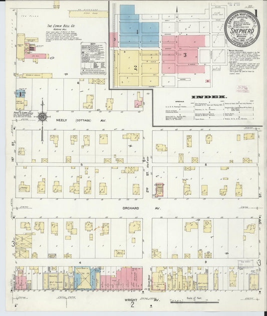 Sanborn Fire Insurance Map from Shepherd, Isabella County, Michigan (1910), Sheet #0001 - Complete Map Set gallery image, historic Sanborn map, vintage wall art, Michigan Michigan