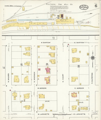 Sanborn Fire Insurance Map from Quitman, Brooks County, Georgia (1921), Sheet #0006 - Complete Map Set gallery image, historic Sanborn map, vintage wall art, Georgia Georgia
