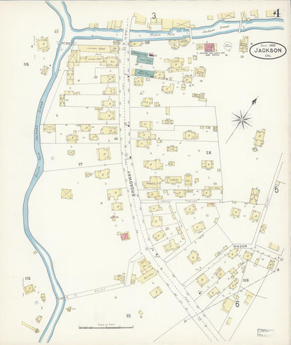 Sanborn Fire Insurance Map from Jackson, Amador County, California (1898), Sheet #0004 - Complete Map Set gallery image, historic Sanborn map, vintage wall art, California California