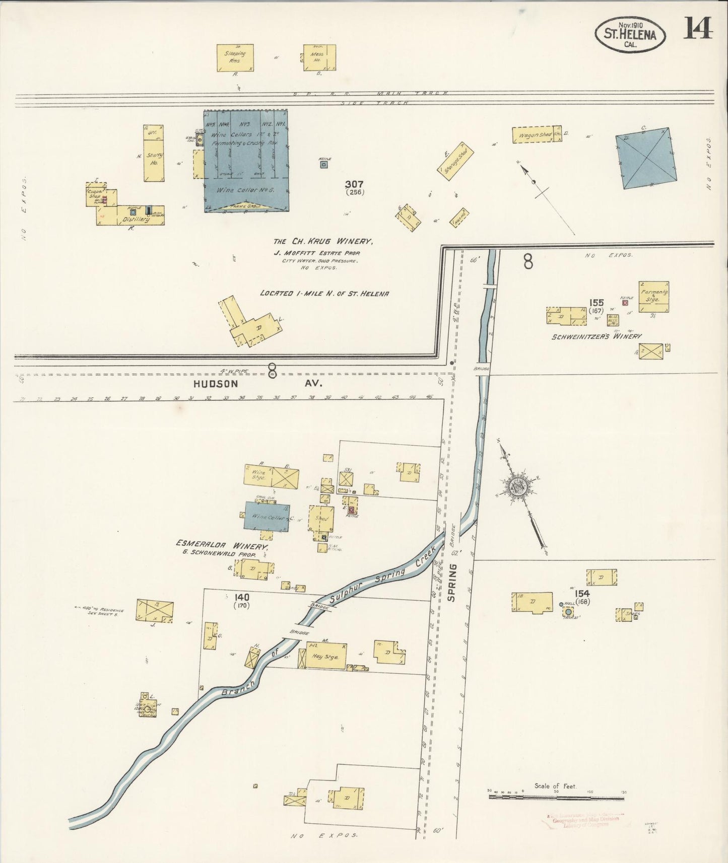 Sanborn Fire Insurance Map from Saint Helena, Napa County, California (1910), Sheet #0014 - Complete Map Set gallery image, historic Sanborn map, vintage wall art, California California