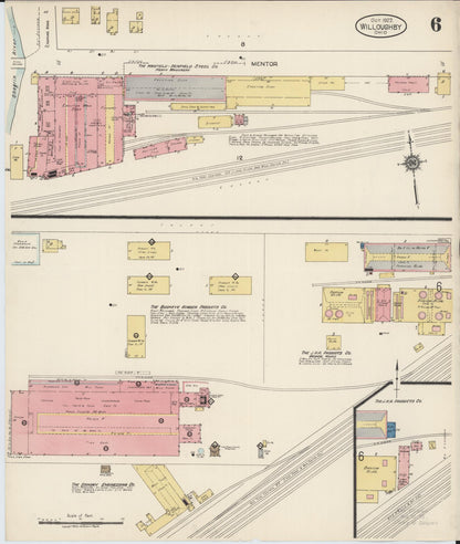 Sanborn Fire Insurance Map from Willoughby, Lake County, Ohio (1922), Sheet #0006 - Historic Sanborn Fire Insurance Map Print, vintage old map wall art, antique decor, genealogy gift, Ohio Ohio map