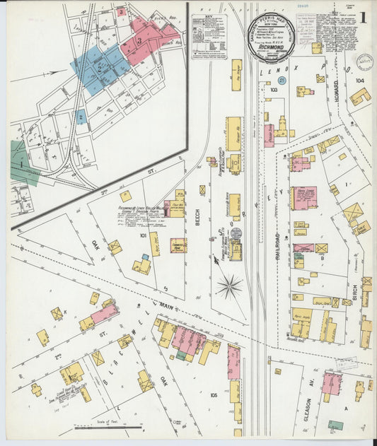 Sanborn Fire Insurance Map from Richmond, Macomb County, Michigan (1900), Sheet #0001 - Complete Map Set gallery image, historic Sanborn map, vintage wall art, Michigan Michigan