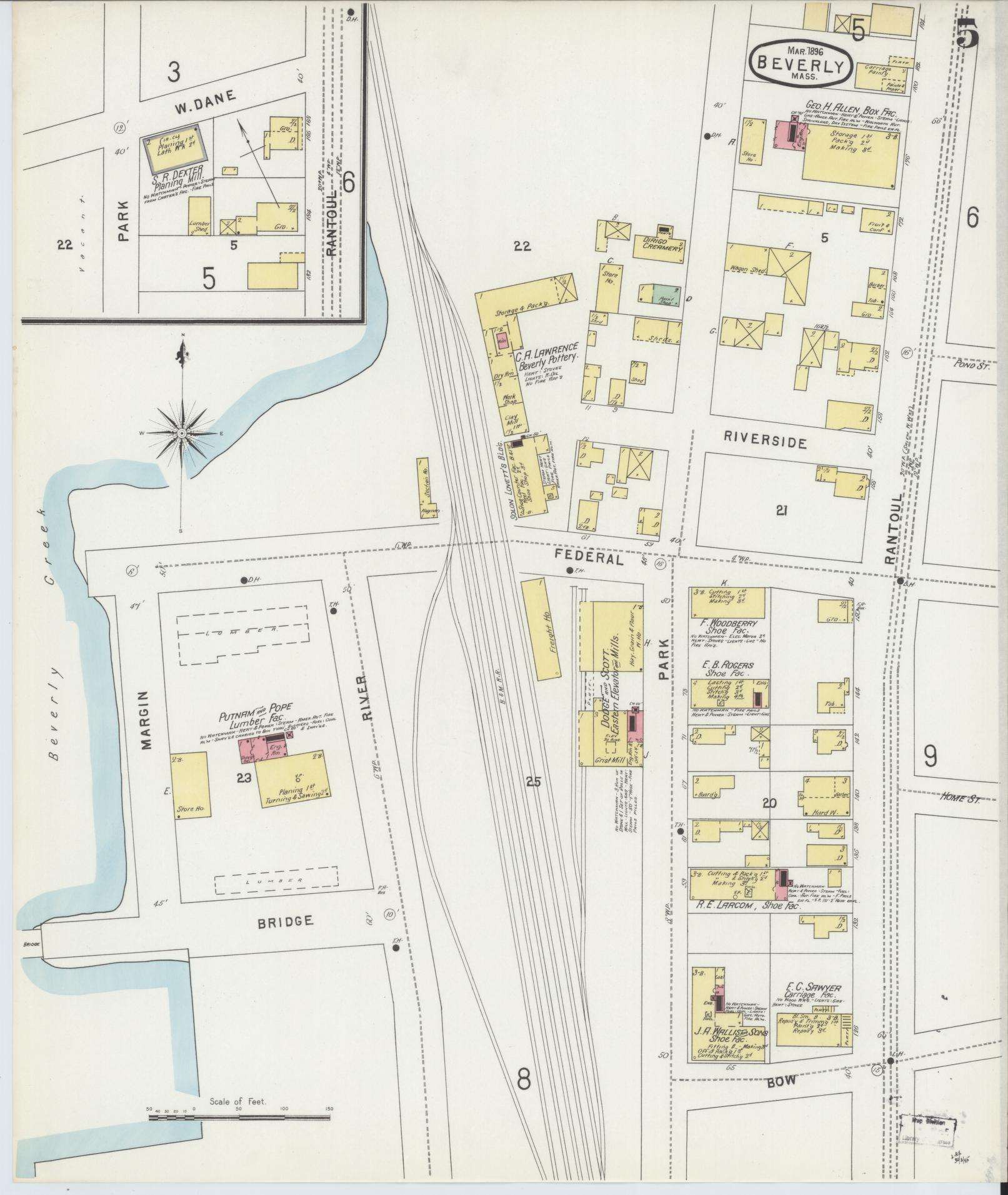 Sanborn Fire Insurance Map from Beverly, Essex County, Massachusetts (1896), Sheet #0005 - Complete Map Set gallery image, historic Sanborn map, vintage wall art, Massachusetts Massachusetts