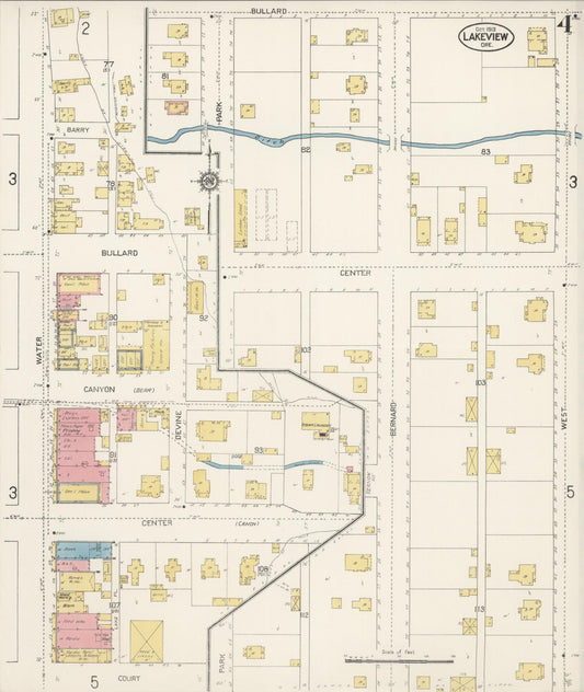 Sanborn Fire Insurance Map from Lakeview, Lake County, Oregon (1913), Sheet #0004 - Historic Sanborn Fire Insurance Map Print, vintage old map wall art, antique decor, genealogy gift, Oregon Oregon map