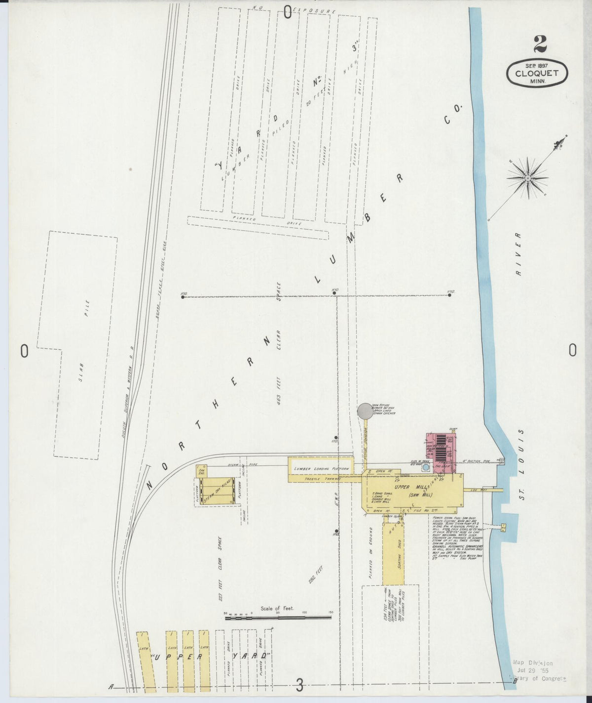 Sanborn Fire Insurance Map from Cloquet, Carlton County, Minnesota (1897), Sheet #0002 - Complete Map Set gallery image, historic Sanborn map, vintage wall art, Minnesota Minnesota