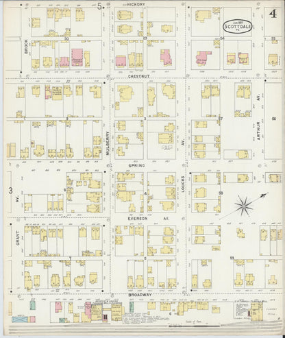 Sanborn Fire Insurance Map from Scottdale, Westmoreland County, Pennsylvania (1897), Sheet #0004 - Historic Sanborn Fire Insurance Map Print, vintage old map wall art, antique decor, genealogy gift, Pennsylvania Pennsylvania map
