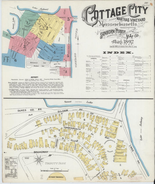 Sanborn Fire Insurance Map from Cottage City, Dukes County, Massachusetts (1892), Sheet #0001 - Complete Map Set gallery image, historic Sanborn map, vintage wall art, Massachusetts Massachusetts
