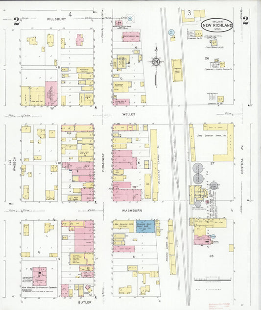 Sanborn Fire Insurance Map from New Richland, Waseca County, Minnesota (1930), Sheet #0002 - Historic Sanborn Fire Insurance Map Print, vintage old map wall art, antique decor, genealogy gift, Minnesota Minnesota map