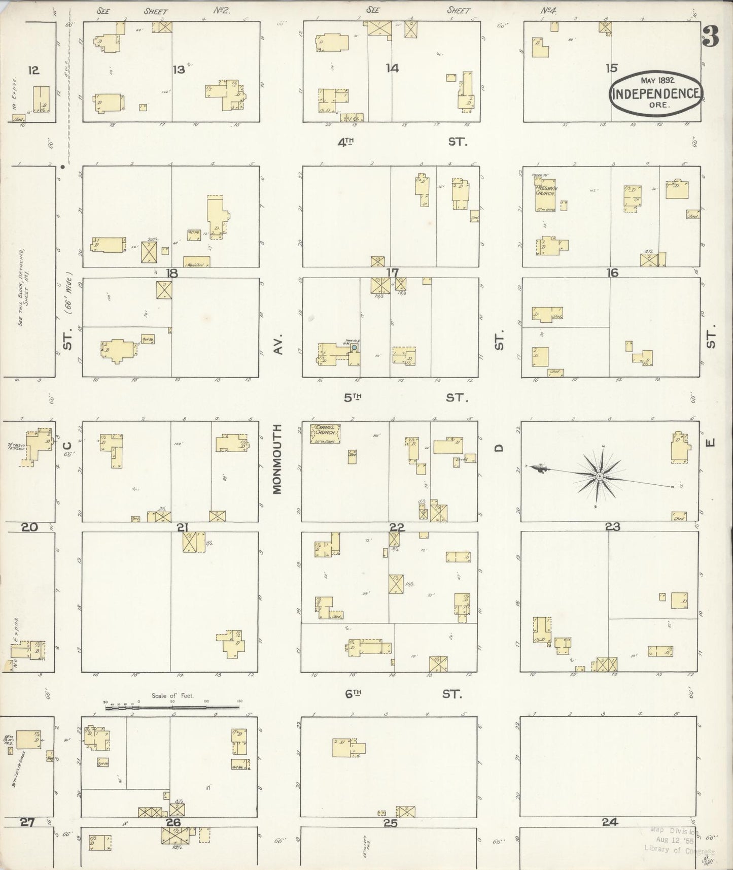 Sanborn Fire Insurance Map from Independence, Polk County, Oregon (1892), Sheet #0003 - Complete Map Set gallery image, historic Sanborn map, vintage wall art, Oregon Oregon