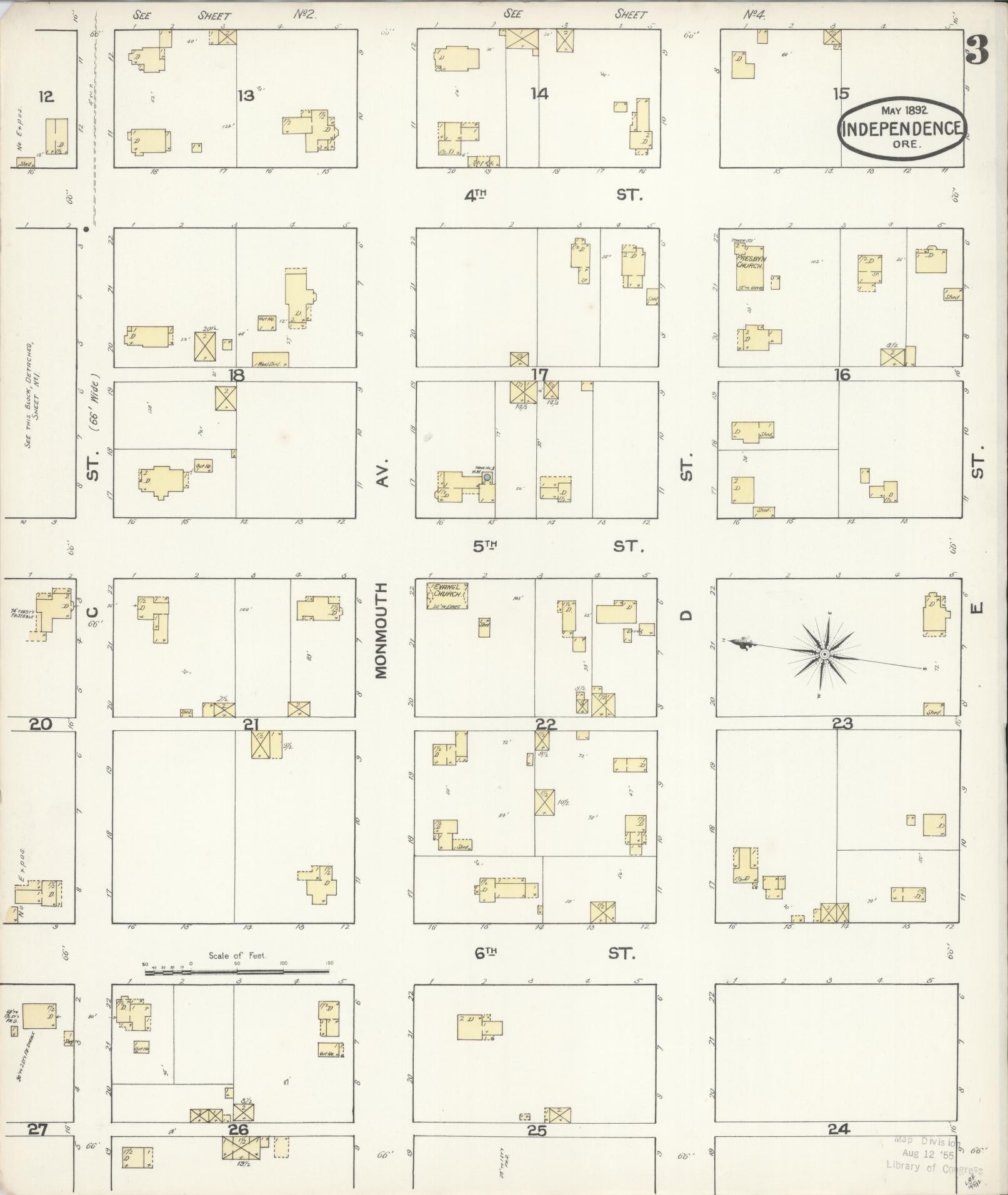 Sanborn Fire Insurance Map from Independence, Polk County, Oregon (1892), Sheet #0003 - Complete Map Set gallery image, historic Sanborn map, vintage wall art, Oregon Oregon