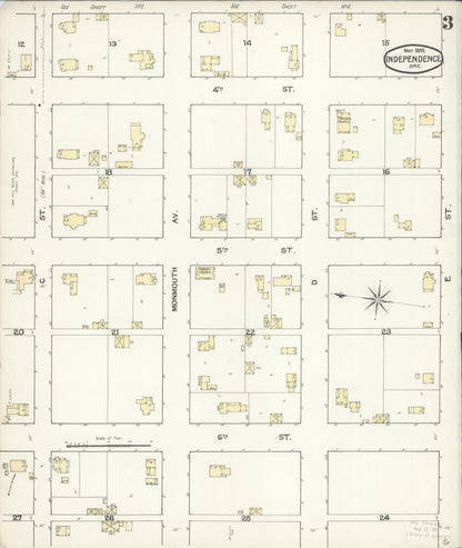Sanborn Fire Insurance Map from Independence, Polk County, Oregon (1892), Sheet #0003 - Complete Map Set gallery image, historic Sanborn map, vintage wall art, Oregon Oregon