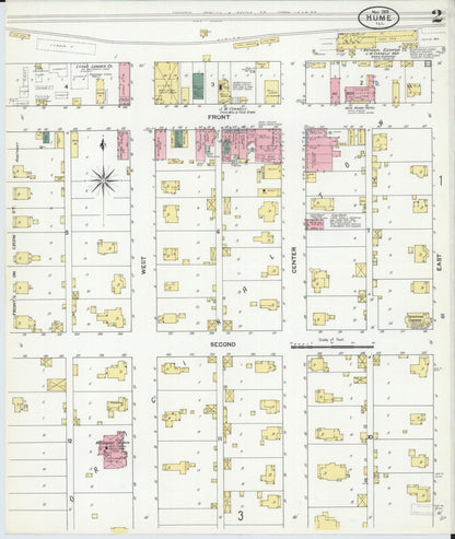 Sanborn Fire Insurance Map from Hume, Edgar County, Illinois (1909), Sheet #0002 - Historic Sanborn Fire Insurance Map Print, vintage old map wall art, antique decor, genealogy gift, Illinois Illinois map
