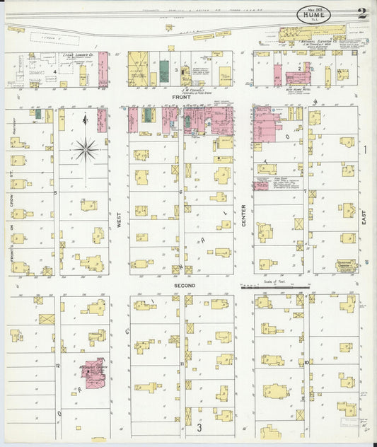 Sanborn Fire Insurance Map from Hume, Edgar County, Illinois (1909), Sheet #0002 - Historic Sanborn Fire Insurance Map Print, vintage old map wall art, antique decor, genealogy gift, Illinois Illinois map