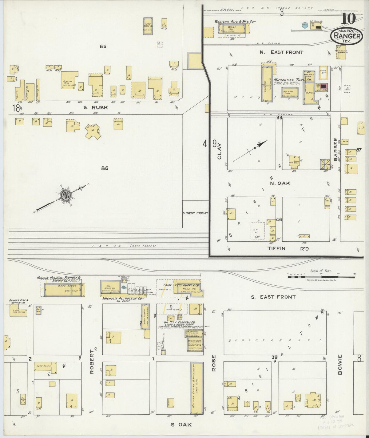 Sanborn Fire Insurance Map from Ranger, Eastland County, Texas (1920), Sheet #0010 - Historic Sanborn Fire Insurance Map Print, vintage old map wall art, antique decor, genealogy gift, Texas Texas map