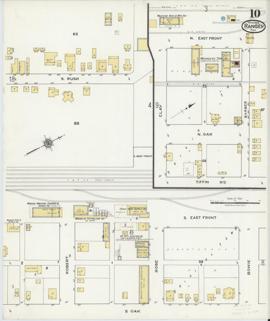 Sanborn Fire Insurance Map from Ranger, Eastland County, Texas (1920), Sheet #0010 - Historic Sanborn Fire Insurance Map Print, vintage old map wall art, antique decor, genealogy gift, Texas Texas map