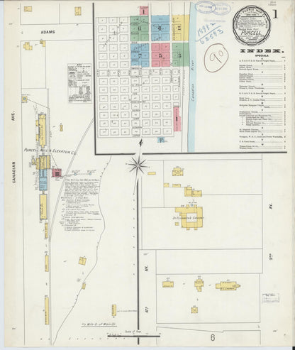 Sanborn Fire Insurance Map from Purcell, McClain County, Oklahoma (1898), Sheet #0001 - Complete Map Set gallery image, historic Sanborn map, vintage wall art, Oklahoma Oklahoma