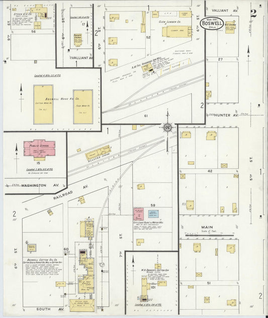 Sanborn Fire Insurance Map from Boswell, Choctaw County, Oklahoma (1916), Sheet #0002 - Historic Sanborn Fire Insurance Map Print, vintage old map wall art, antique decor, genealogy gift, Oklahoma Oklahoma map