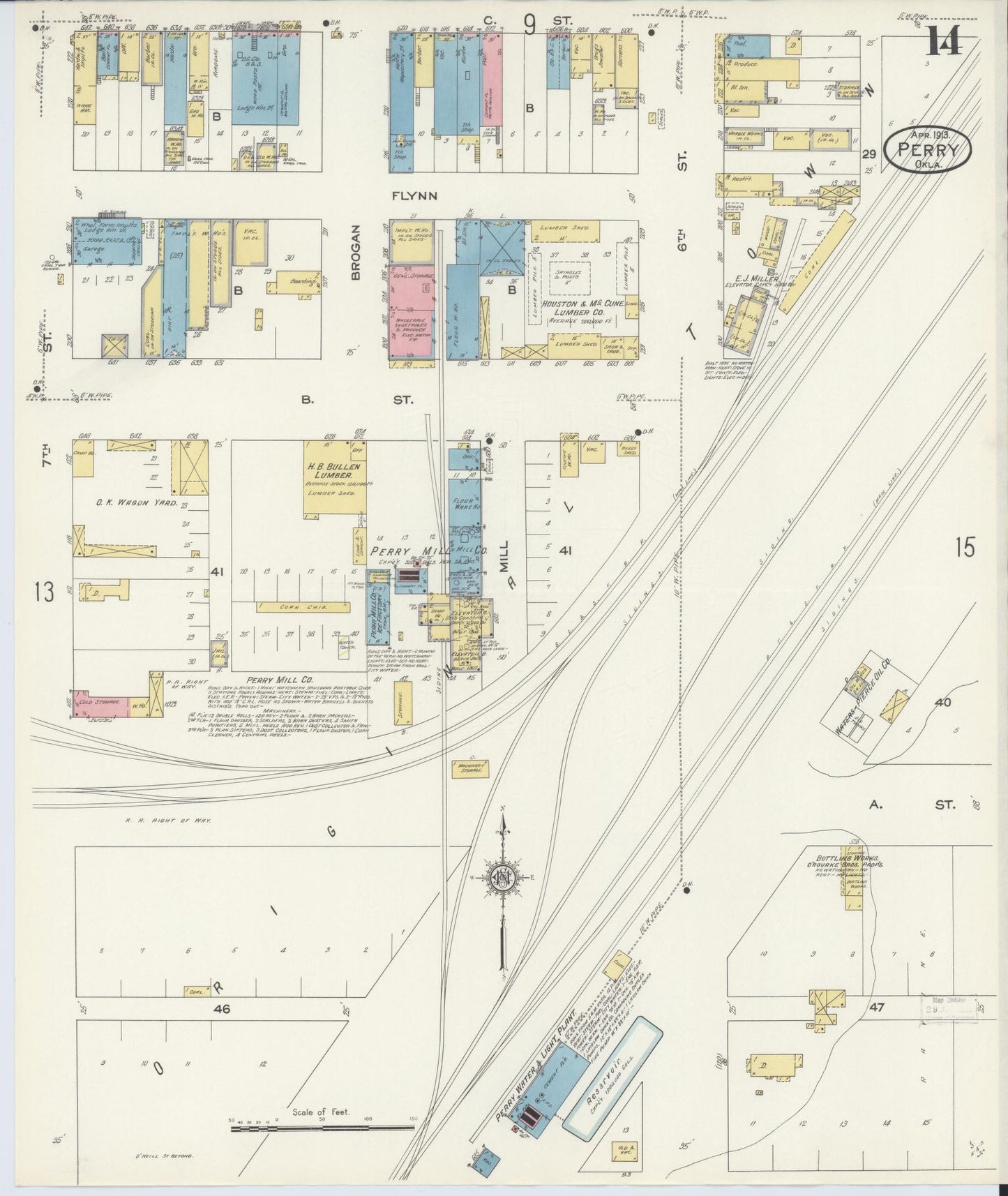 Sanborn Fire Insurance Map from Perry, Noble County, Oklahoma (1913), Sheet #0014 - Complete Map Set gallery image, historic Sanborn map, vintage wall art, Oklahoma Oklahoma