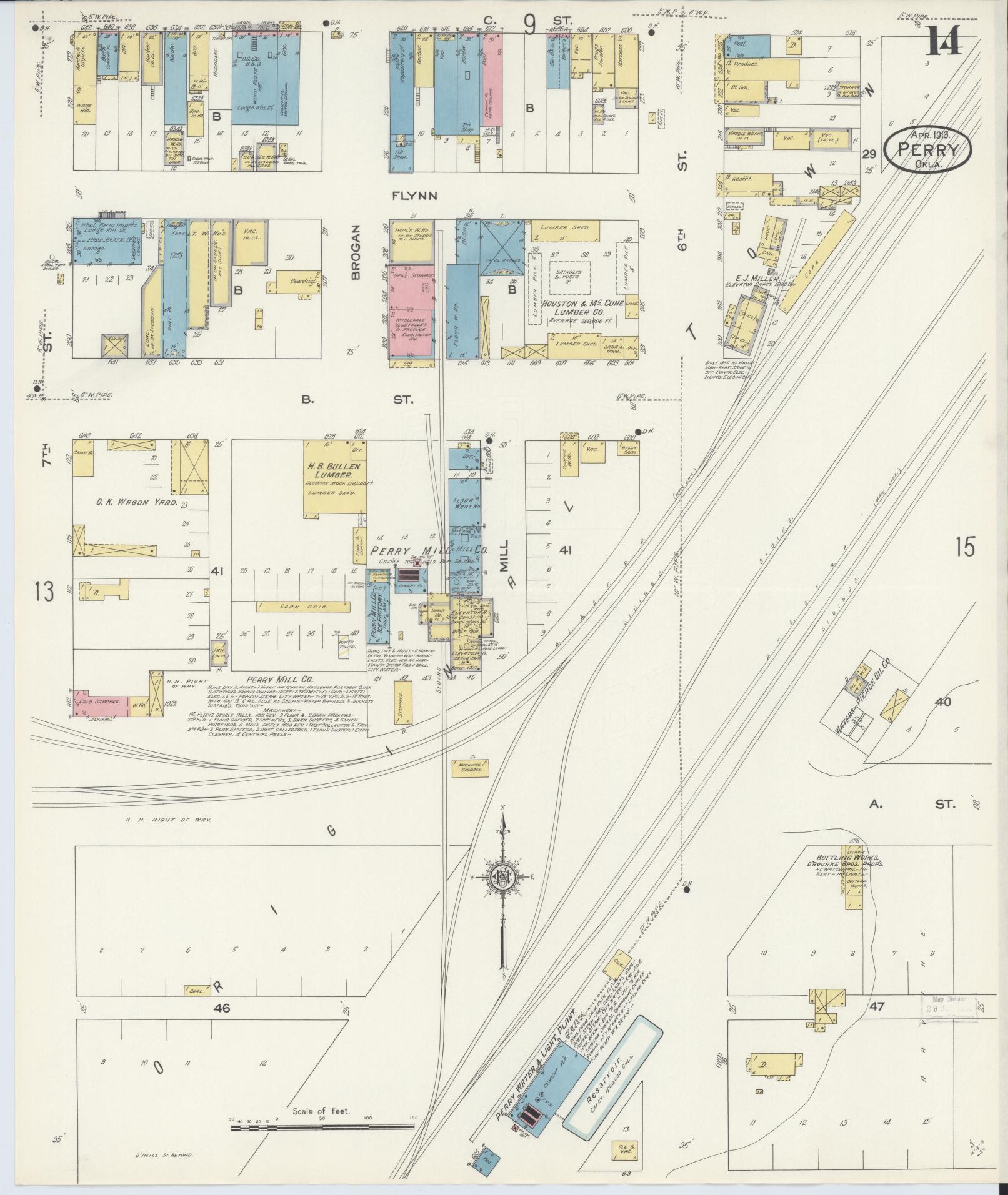 Sanborn Fire Insurance Map from Perry, Noble County, Oklahoma (1913), Sheet #0014 - Complete Map Set gallery image, historic Sanborn map, vintage wall art, Oklahoma Oklahoma
