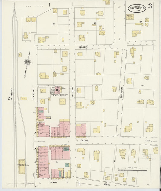 Sanborn Fire Insurance Map from Greenfield, Weakley County, Tennessee (1910), Sheet #0003 - Historic Sanborn Fire Insurance Map Print, vintage old map wall art, antique decor, genealogy gift, Tennessee Tennessee map