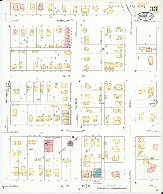 Sanborn Fire Insurance Map from Waterloo, Black Hawk County, Iowa (1910), Sheet #0033 - Historic Sanborn Fire Insurance Map Print, vintage old map wall art