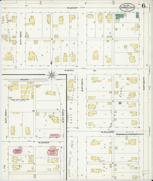 Sanborn Fire Insurance Map from Carrollton, Greene County, Illinois (1906), Sheet #0006 - Historic Sanborn Fire Insurance Map Print, vintage old map wall art, antique decor, genealogy gift, Illinois Illinois map