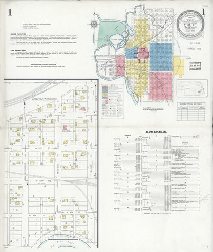 Sanborn Fire Insurance Map from Crete, Saline County, Nebraska (1935), Sheet #0001 - Complete Map Set gallery image, historic Sanborn map, vintage wall art, Nebraska Nebraska