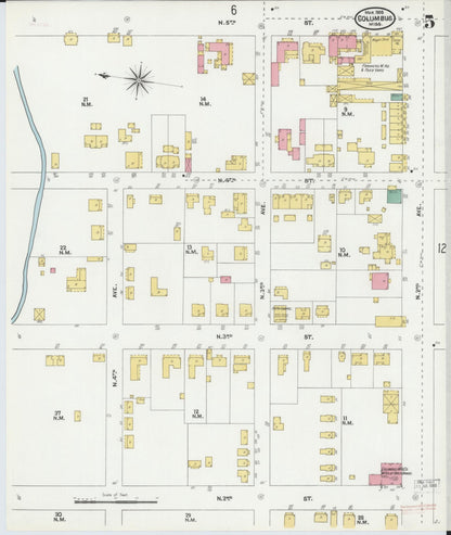 Sanborn Fire Insurance Map from Columbus, Lowndes County, Mississippi (1905), Sheet #0005 - Complete Map Set gallery image, historic Sanborn map, vintage wall art, Mississippi Mississippi
