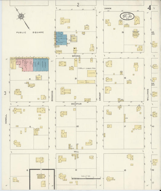 Sanborn Fire Insurance Map from Saint Jo, Montague County, Texas (1914), Sheet #0004 - Historic Sanborn Fire Insurance Map Print, vintage old map wall art, antique decor, genealogy gift, Texas Texas map
