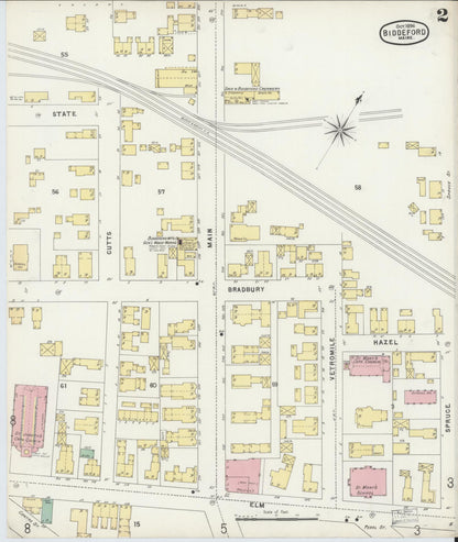 Sanborn Fire Insurance Map from Biddeford, York County, Maine (1896), Sheet #0002 - Complete Map Set gallery image, historic Sanborn map, vintage wall art, Maine Maine