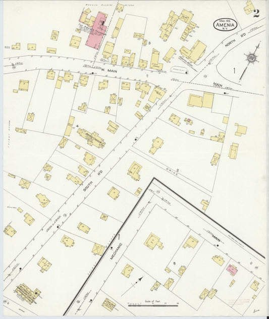 Sanborn Fire Insurance Map from Amenia, Dutchess County, New York (1913), Sheet #0002 - Historic Sanborn Fire Insurance Map Print, vintage old map wall art, antique decor, genealogy gift, New York New York map