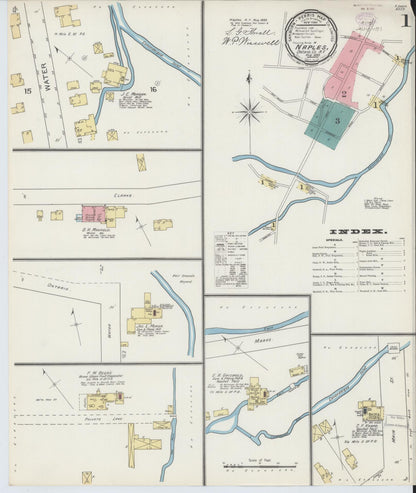 Sanborn Fire Insurance Map from Naples, Ontario County, New York (1893), Sheet #0001 - Complete Map Set gallery image, historic Sanborn map, vintage wall art, New York New York