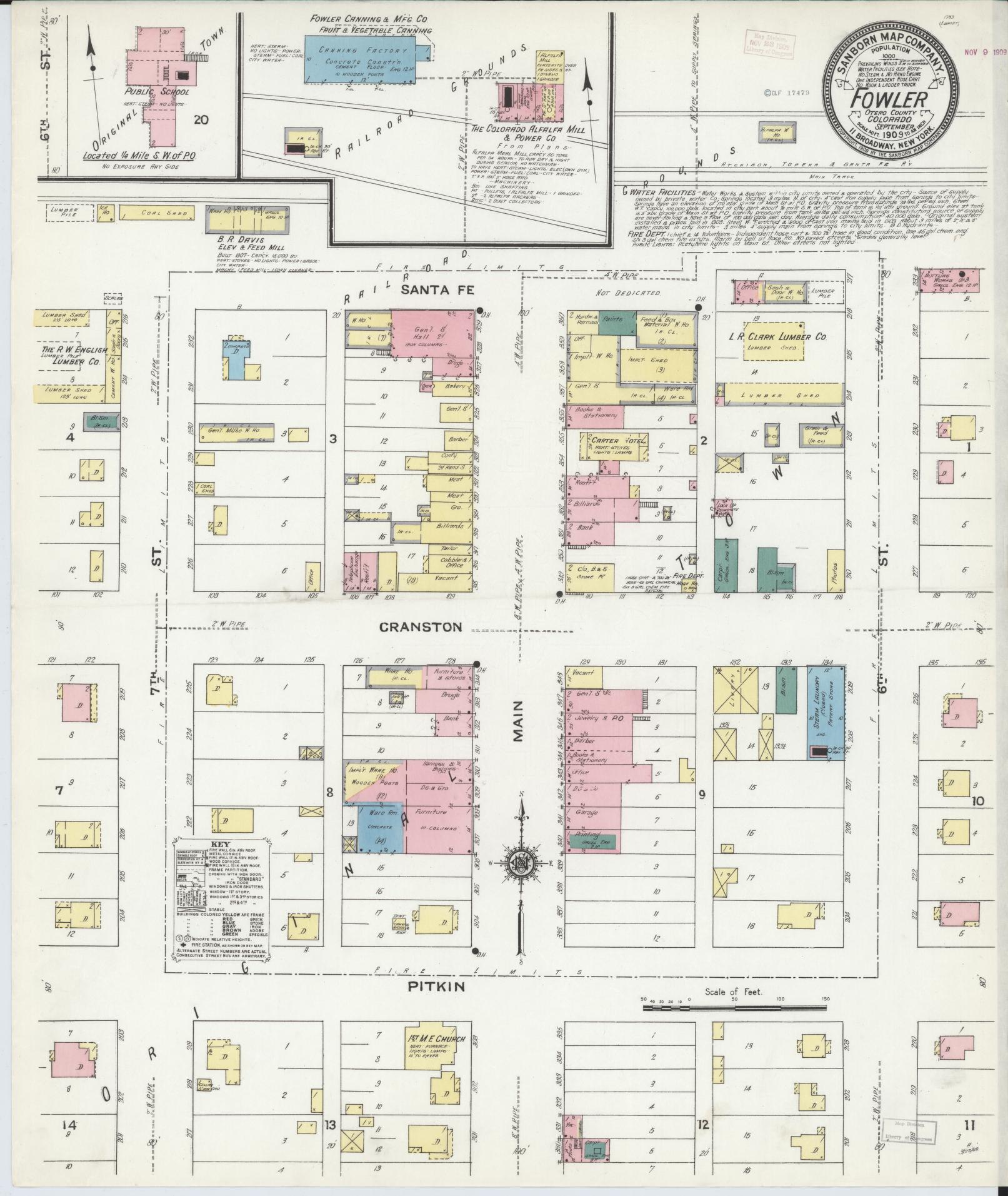 Sanborn Fire Insurance Map from Fowler, Otero County, Colorado (1909), Sheet #0001 - Historic Sanborn Fire Insurance Map Print, vintage old map wall art, antique decor, genealogy gift, Colorado Colorado map