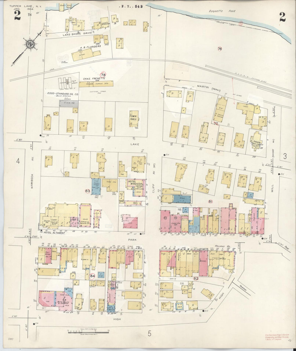 Sanborn Fire Insurance Map from Tupper Lake, Franklin County, New York (1950), Sheet #0002 - Complete Map Set gallery image, historic Sanborn map, vintage wall art, New York New York