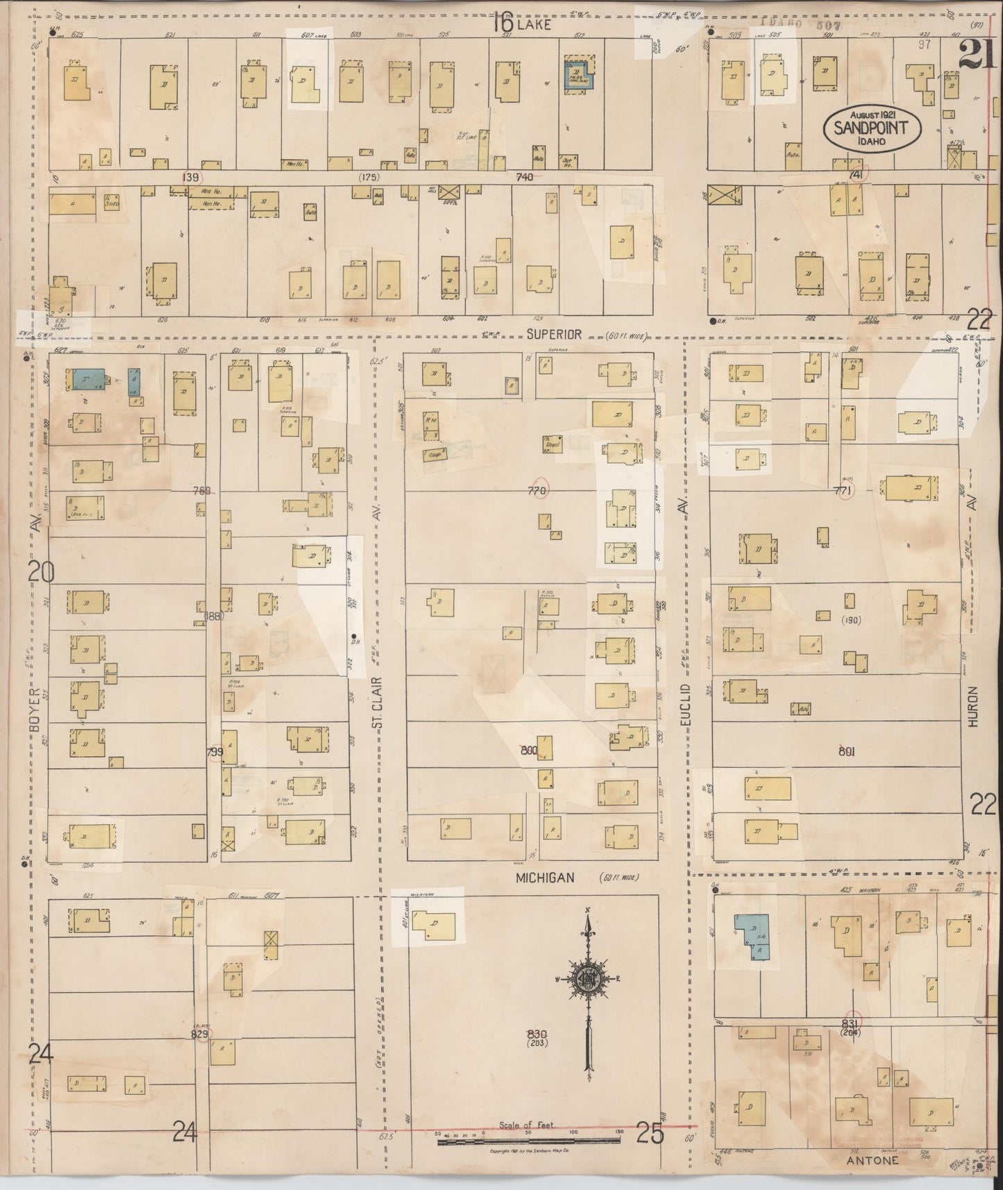 Sanborn Fire Insurance Map from Sandpoint, Bonner County, Idaho (1948), Sheet #0021 - Complete Map Set gallery image, historic Sanborn map, vintage wall art, Idaho Idaho