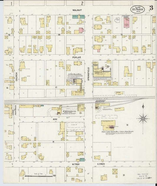 Sanborn Fire Insurance Map from Saint Paris, Champaign County, Ohio (1901), Sheet #0003 - Historic Sanborn Fire Insurance Map Print, vintage old map wall art, antique decor, genealogy gift, Ohio Ohio map