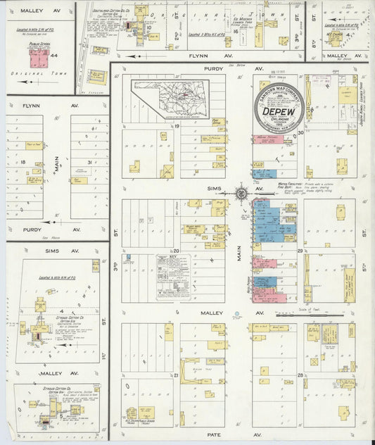 Sanborn Fire Insurance Map from Depew, Creek County, Oklahoma (1915), Sheet #0001 - Historic Sanborn Fire Insurance Map Print, vintage old map wall art, antique decor, genealogy gift, Oklahoma Oklahoma map