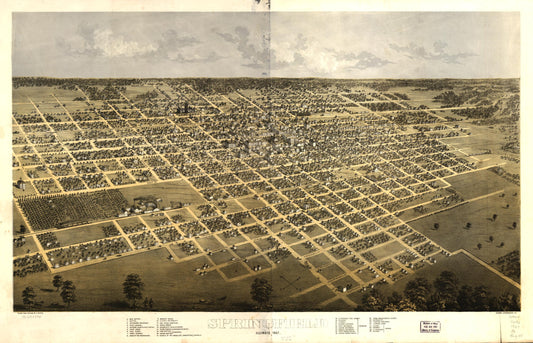 Springfield, Illinois 1867. (1867) – Historic Bird’s-Eye View Panorama Print