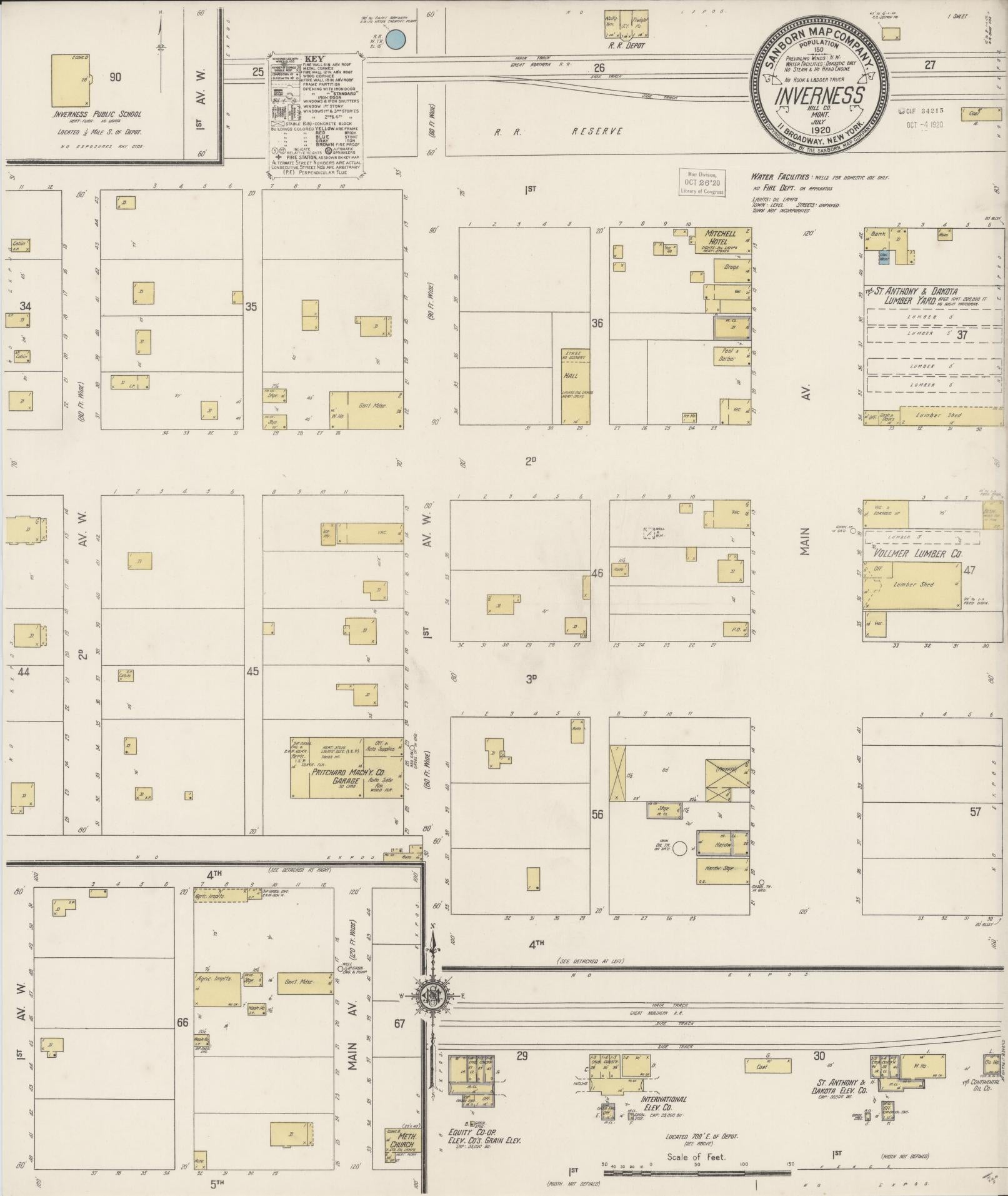 Sanborn Fire Insurance Map from Inverness, Hill County, Montana. (1920) – Historic Sanborn Fire Insurance Map Print