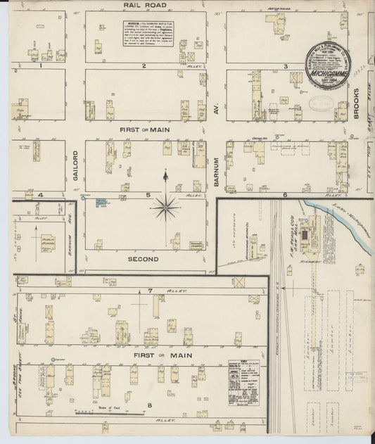 Sanborn Fire Insurance Map from Michigamme, Marquette County, Michigan (1884), Sheet #0001 - Historic Sanborn Fire Insurance Map Print, vintage old map wall art, antique decor, genealogy gift, Michigan Michigan map