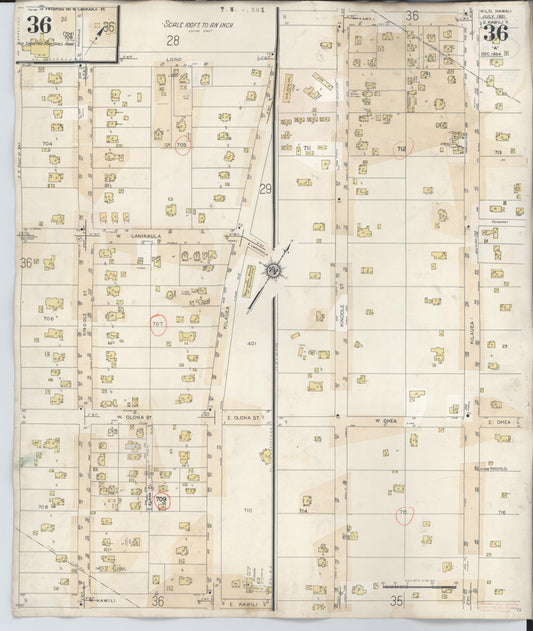 Sanborn Fire Insurance Map from Hilo, Hawaii County, Hawaii (1957), Sheet #0036 - Historic Sanborn Fire Insurance Map Print, vintage old map wall art