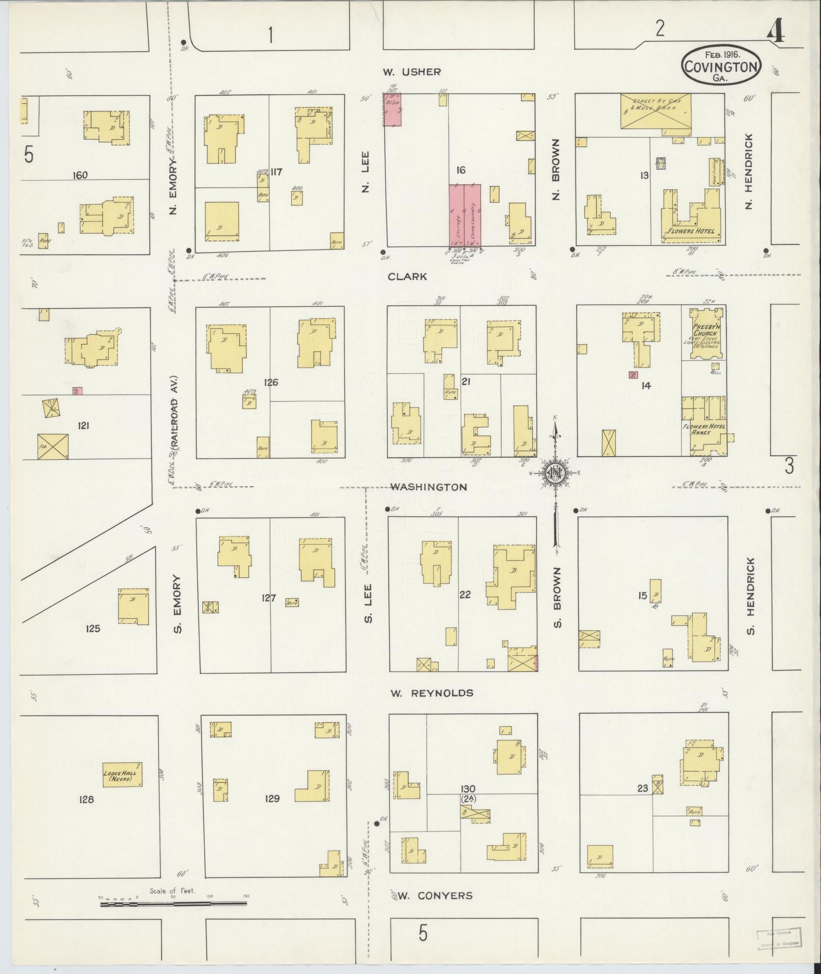 Sanborn Fire Insurance Map from Covington, Newton County, Georgia (1916), Sheet #0004 - Complete Map Set gallery image, historic Sanborn map, vintage wall art, Georgia Georgia