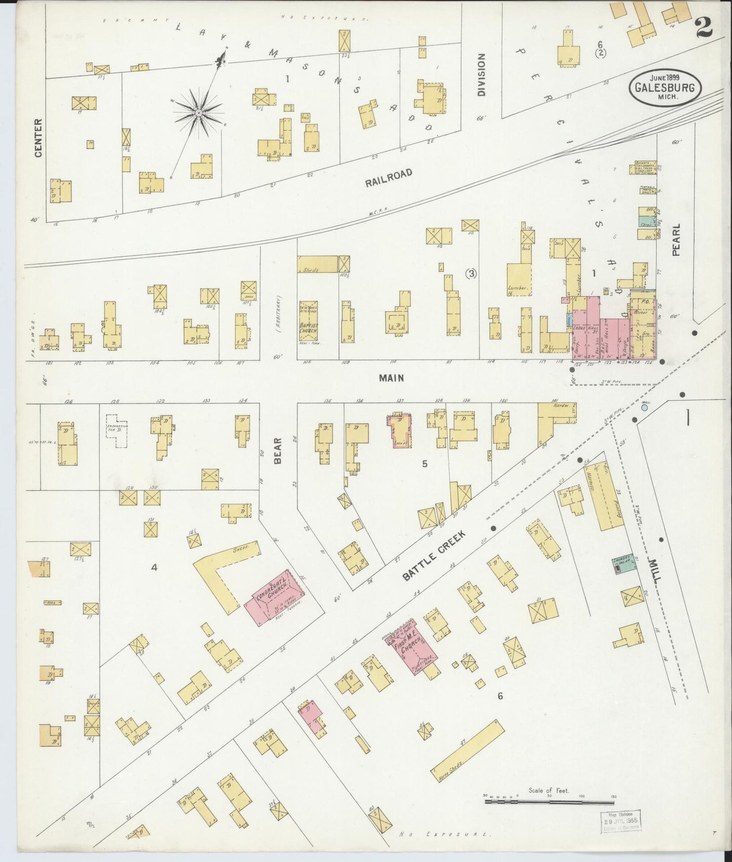 Sanborn Fire Insurance Map from Galesburg, Kalamazoo County, Michigan (1899), Sheet #0002 - Complete Map Set gallery image, historic Sanborn map, vintage wall art, Michigan Michigan