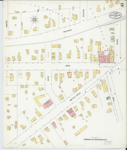 Sanborn Fire Insurance Map from Galesburg, Kalamazoo County, Michigan (1899), Sheet #0002 - Complete Map Set gallery image, historic Sanborn map, vintage wall art, Michigan Michigan