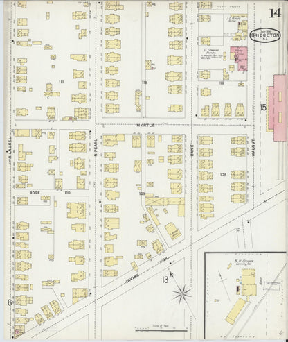 Sanborn Fire Insurance Map from Bridgeton, Cumberland County, New Jersey (1896), Sheet #0014 - Complete Map Set gallery image, historic Sanborn map, vintage wall art, New Jersey New Jersey
