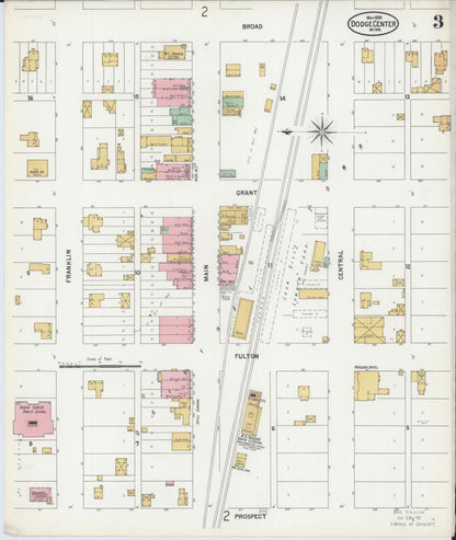 Sanborn Fire Insurance Map from Dodge Center, Dodge County, Minnesota (1899), Sheet #0003 - Historic Sanborn Fire Insurance Map Print, vintage old map wall art, antique decor, genealogy gift, Minnesota Minnesota map