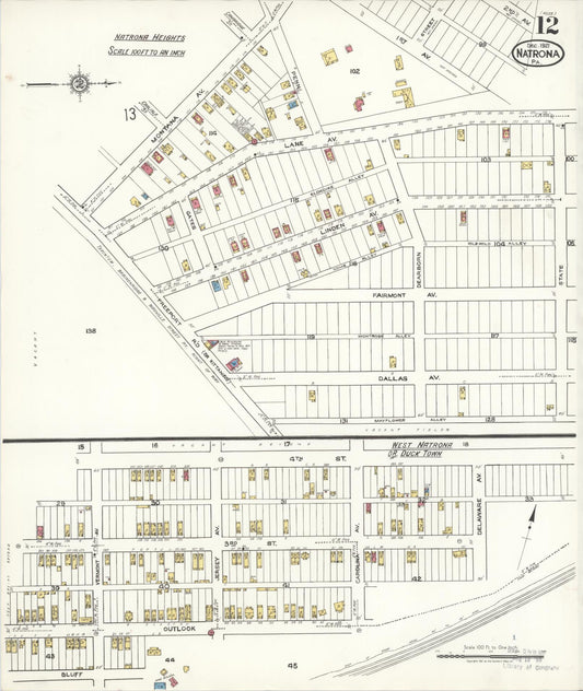 Sanborn Fire Insurance Map from Natrona, Allegheny County, Pennsylvania (1921), Sheet #0012 - Historic Sanborn Fire Insurance Map Print, vintage old map wall art, antique decor, genealogy gift, Pennsylvania Pennsylvania map