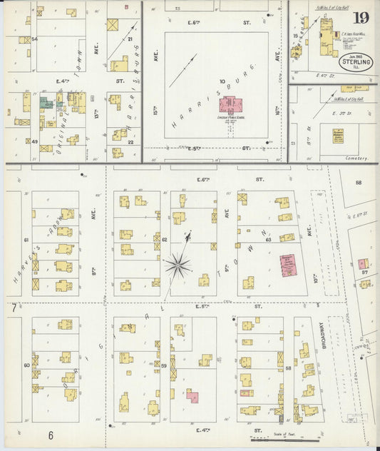 Sanborn Fire Insurance Map from Sterling, Whiteside County, Illinois (1903), Sheet #0019 - Historic Sanborn Fire Insurance Map Print, vintage old map wall art, antique decor, genealogy gift, Illinois Illinois map