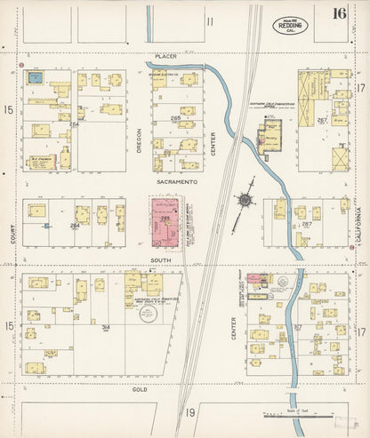 Sanborn Fire Insurance Map from Redding, Shasta County, California (1912), Sheet #0016 - Complete Map Set gallery image, historic Sanborn map, vintage wall art, California California